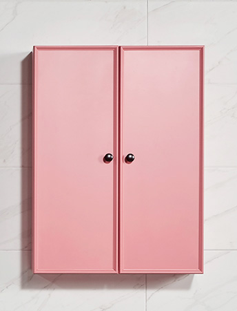 누오보 큐브 2도어 욕실장(핑크)